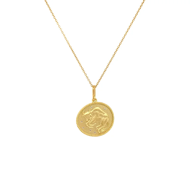 women infinity necklaces -Taurus Double Sided Zodiac Pendant April 21 - May 21