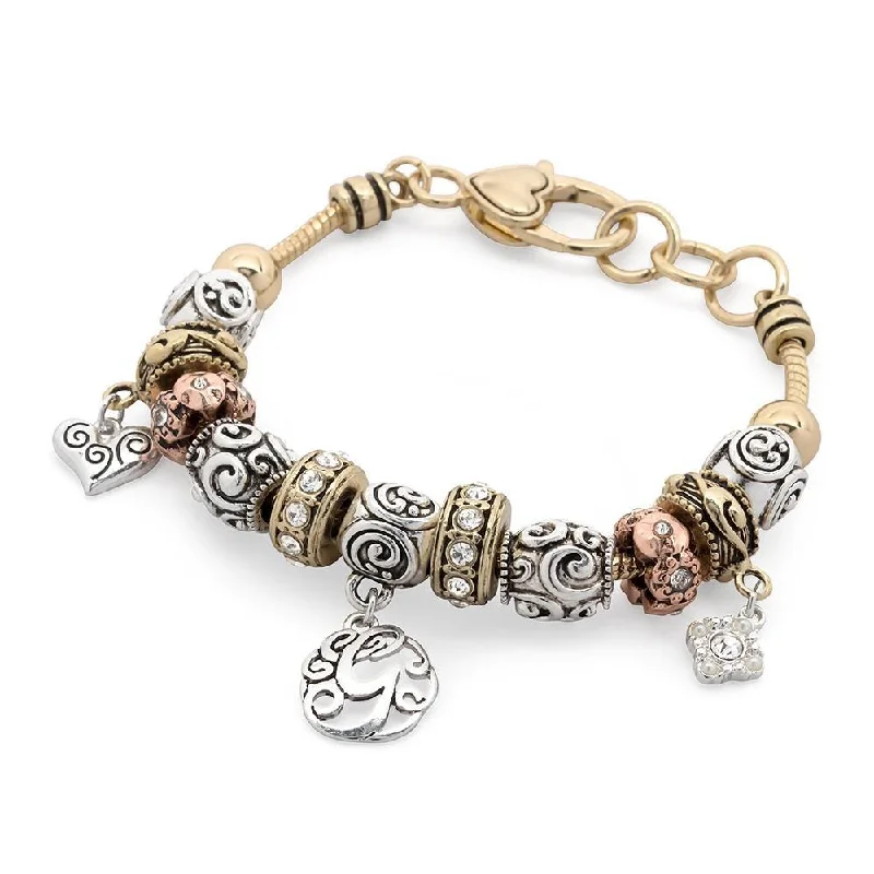 women crystal bangles -Charm Bracelet Initial G