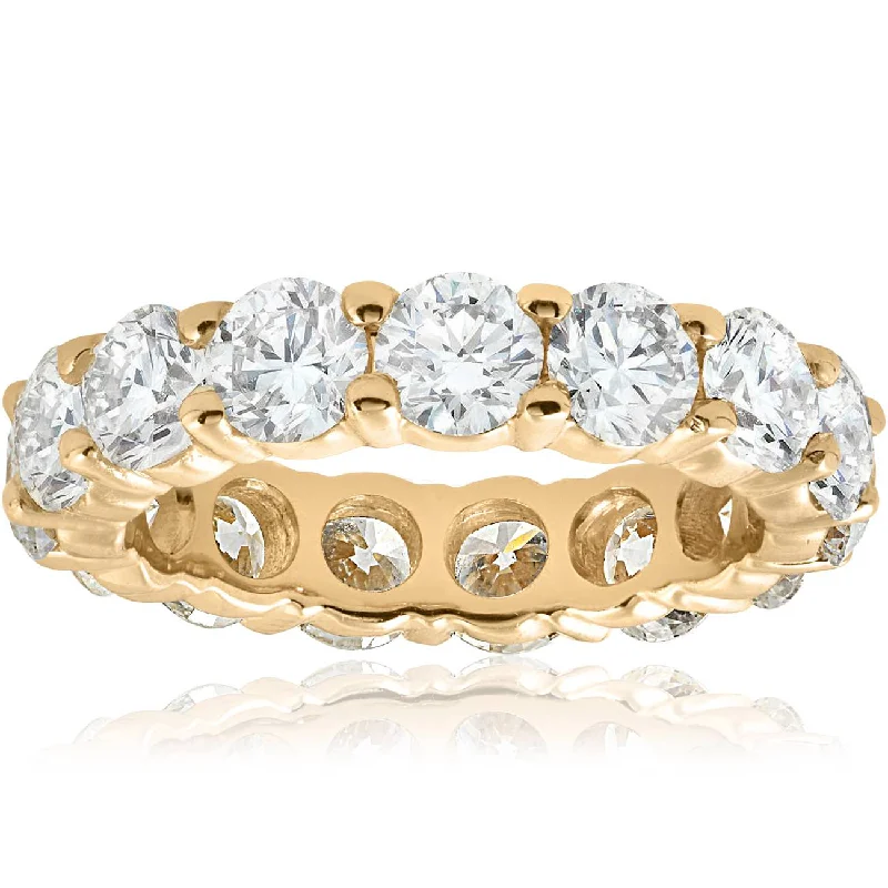 contemporary engagement rings -5ct Prong Diamond Eternity Wedding Ring 14K Yellow Gold