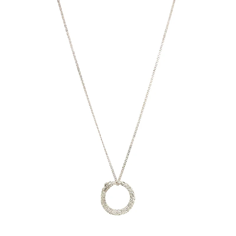 women cross necklaces -Sterling Silver & Diamond Snake Necklace - "Oroboros"