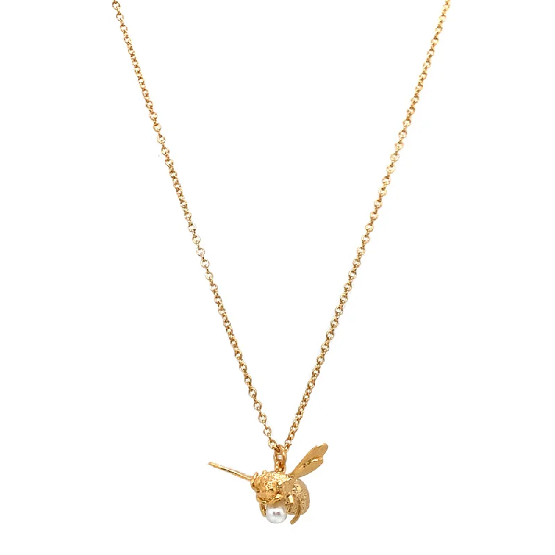 women elegant necklaces -Gold Vermeil & Freshwater Pearl Necklace - "Flying Bee"