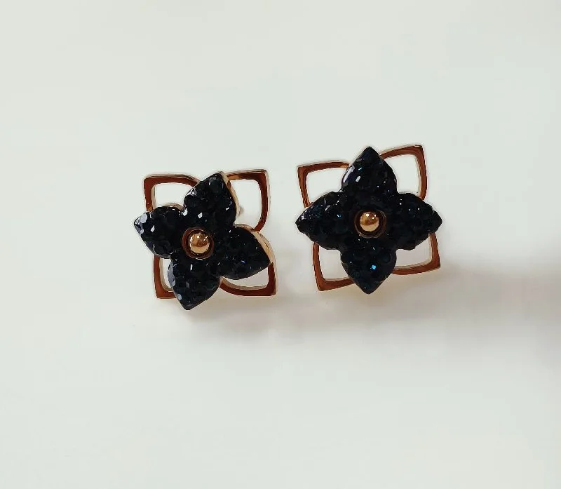 women multicolor earrings -Tarohi JewelsStainless Steel Rosegold Plated Floral Stud Earring-STNER 2564