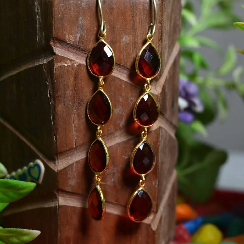 women gold dangle earrings -Mahaprabhu Jewellers Crystal Stone Dangler Earrings