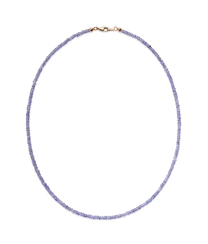 women pendant choker necklaces -Tiny Beaded 14k Gold Necklace in Tanzanite