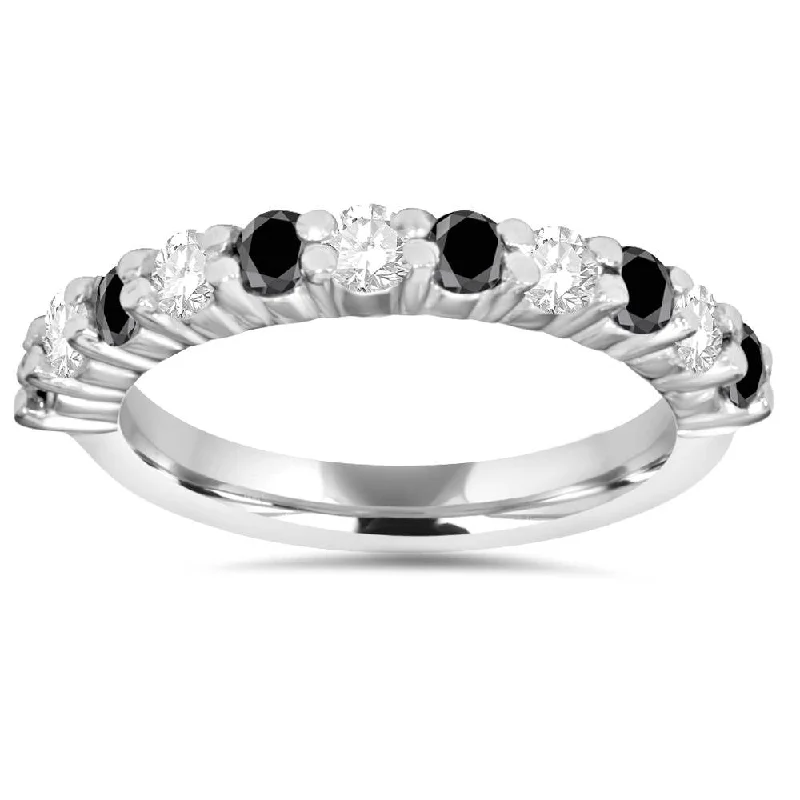 unique princess cut engagement rings -5/8CT Black & White Diamond Wedding Ring 14K White Gold