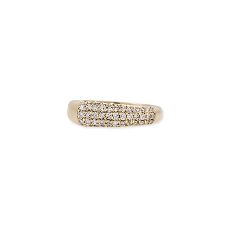 women oval diamond rings -GRADUATED 3 ROW PAVE PEAKED DOME RING