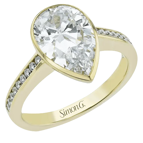 custom engagement rings -Pear-cut Engagement Ring in 18k Gold with Diamonds