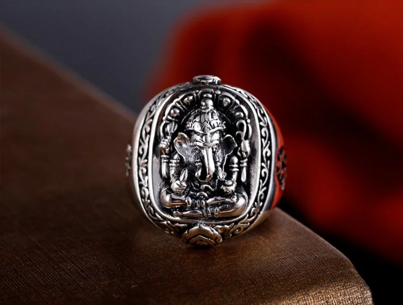 women affordable engagement rings -Lord Ganesha Om Stainless Steel Ring