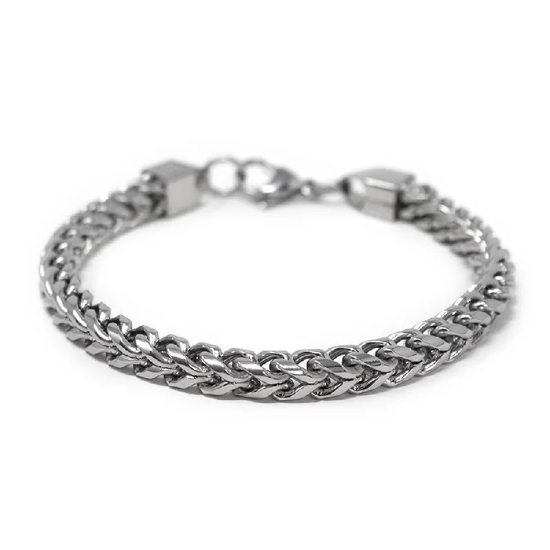 women romantic bangles -Stainless Steel Rounded Franco Chain Bracelet