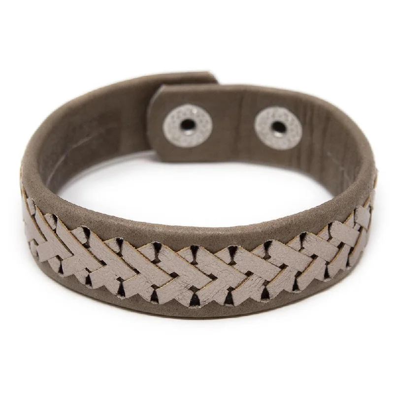 women diamond bracelets -Knitted Leather Bracelet Brown