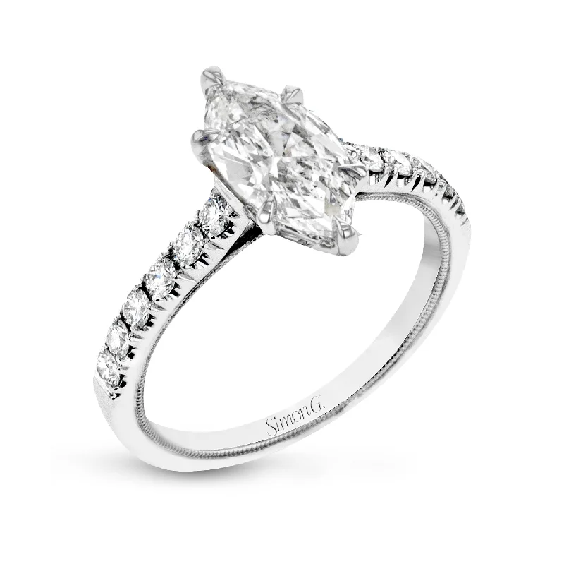 men engagement rings -Marquise-Cut Engagement Ring In 18k Gold With Diamonds