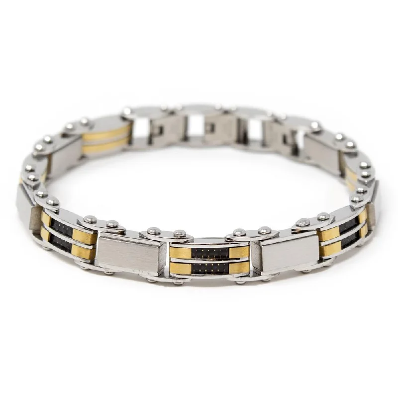 women leather bracelets -Stainless Steel Ion Plated Gold Bracelet