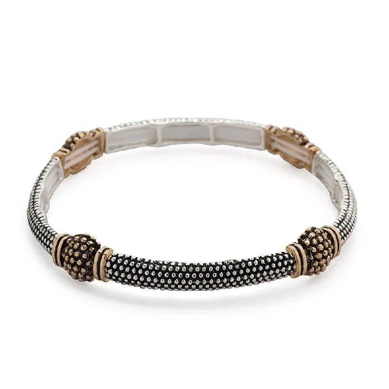 women wedding bangles -Two Tone Stretch Bracelet Dots Stations