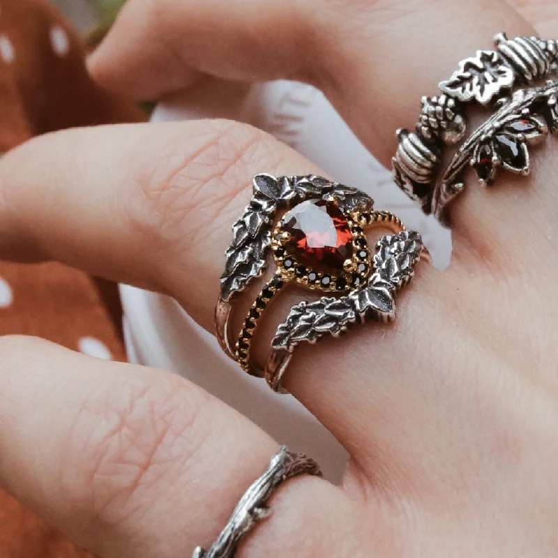 women antique engagement rings -Andrasta Gold and Red Boho Cubic Zirconia Ring