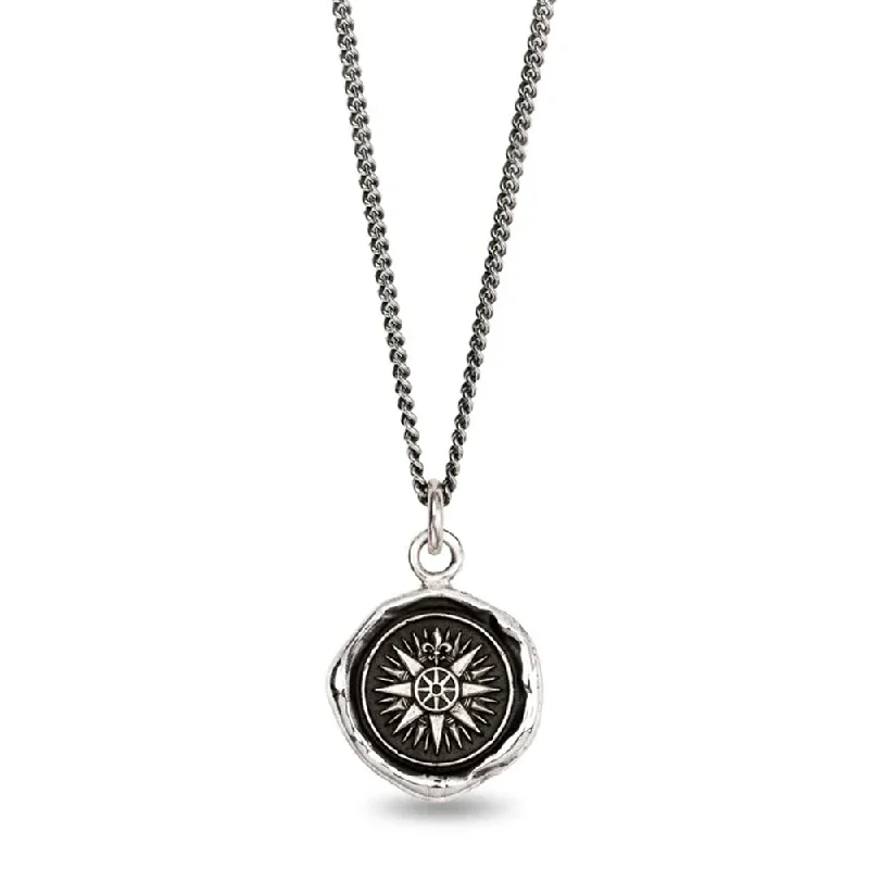 women personalized necklaces -Sterling Silver Compass Talisman Necklace - "Direction"