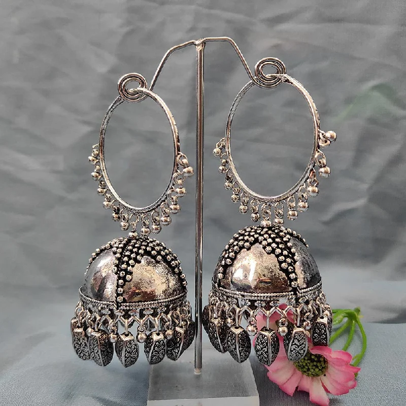 women minimalist gold earrings -Bhavi Jewels Oxidised  Plated Jhumki Earrings