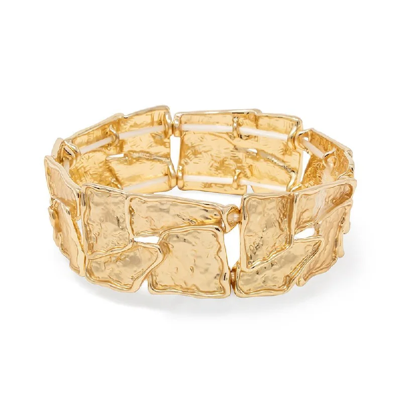 women floral bracelets -Stretch Bracelet Gold Leaf