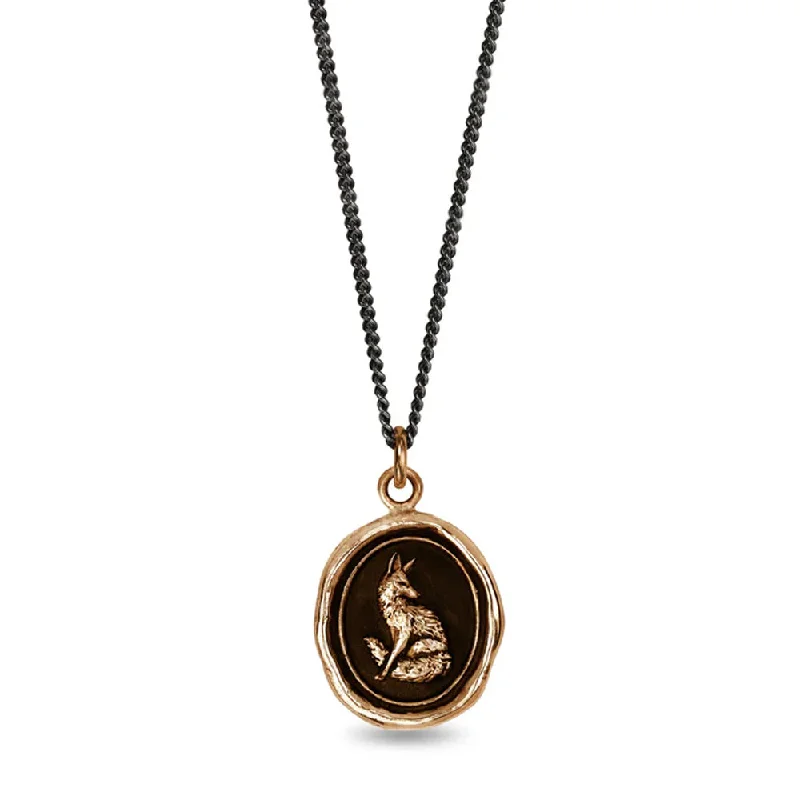 women long gold necklaces -Bronze & Sterling Silver Fox Talisman Necklace - "Trust in Yourself"