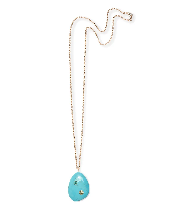 women long gold necklaces -Sleeping Beauty Turquoise & 14K Gold Pendant Necklace