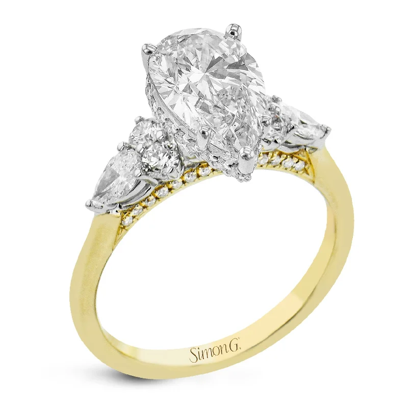 luxury solitaire engagement rings -Pear-Cut Three-Stone Engagement Ring In 18k Gold With Diamonds