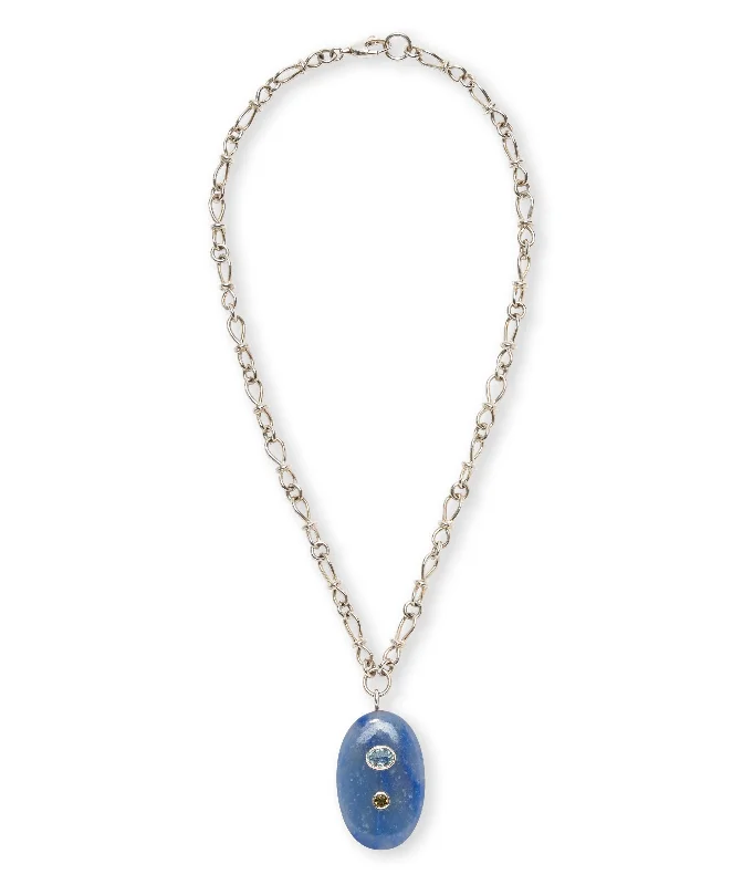 women designer necklaces -Blue Quartz & Sterling Silver Pendant Necklace