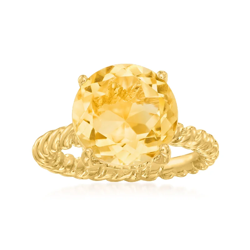 three-stone engagement rings -Ross-Simons Citrine Ring in 18kt Gold Over Sterling