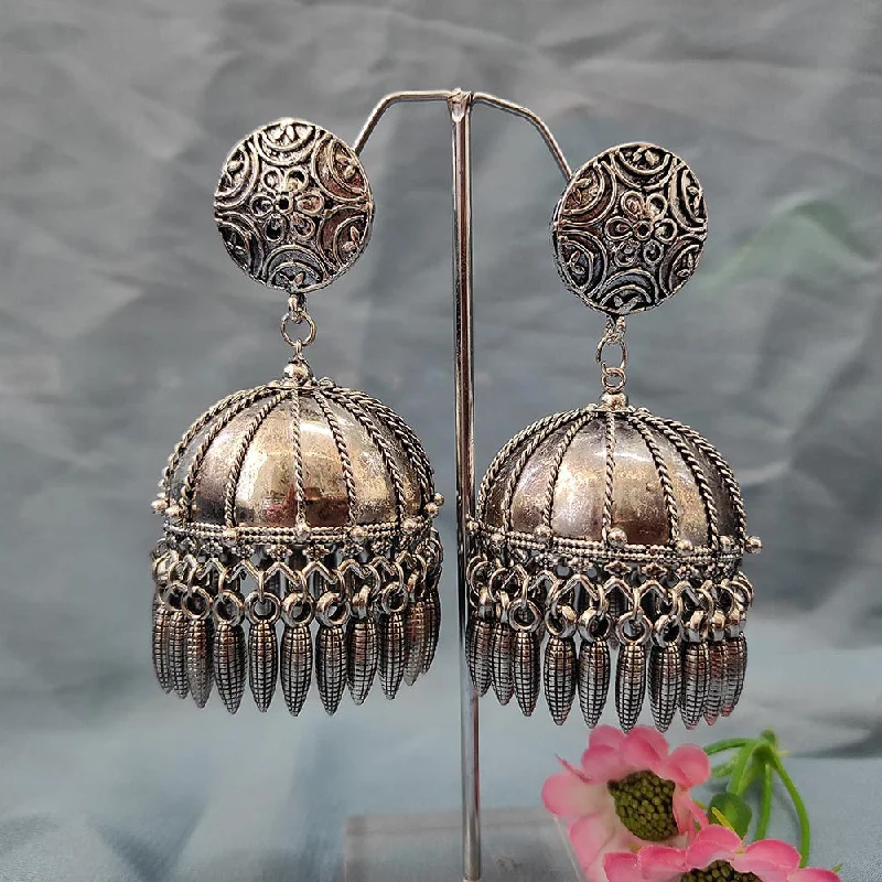 women modern earrings -Bhavi Jewels Oxidised  Plated Jhumki Earrings