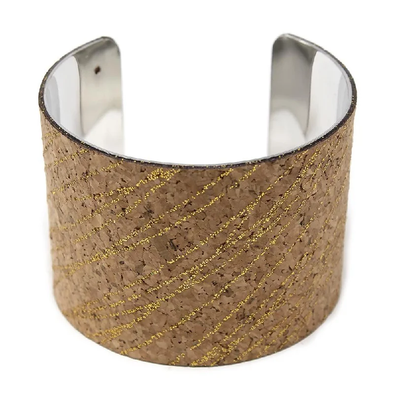 women infinity bracelets -Wide Cork Cuff Bracelet