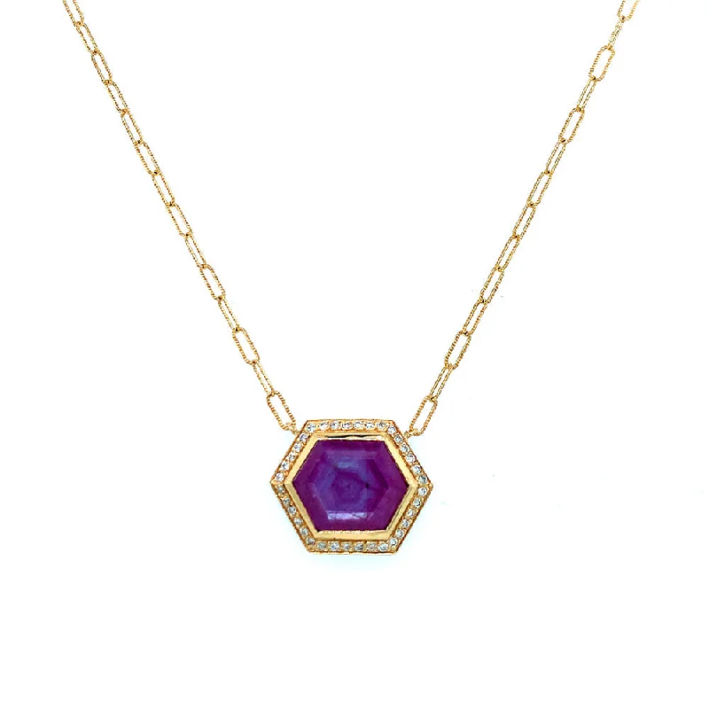 women rose gold necklaces -Déclassé Ruby & Diamond Necklace - "Claudette"