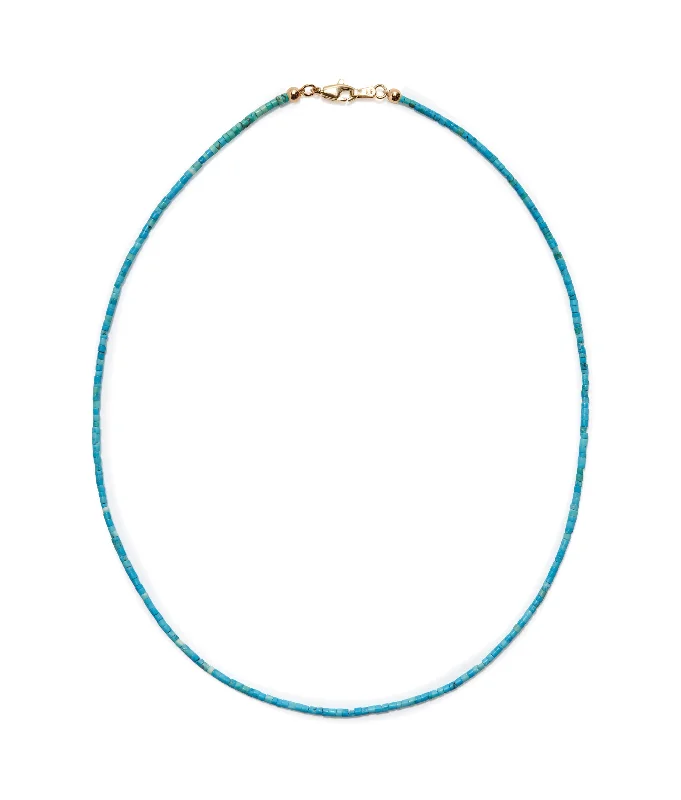 women chic necklaces -Tiny Beaded 14k Gold Necklace in Turquoise