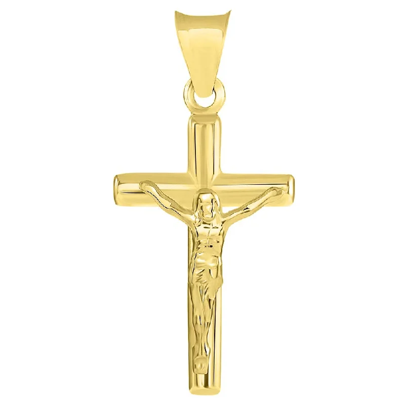 women silver necklaces -14k Yellow Gold Religious Crucifix Cross Charm Pendant