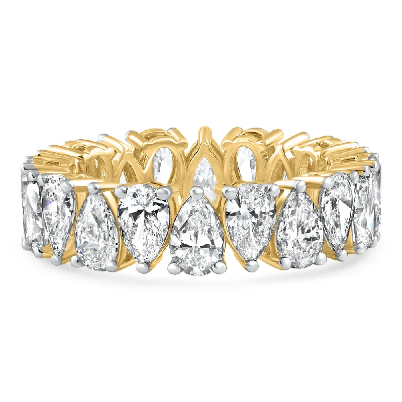 affordable solitaire engagement rings -5.10Ct Pear Shape Diamond Eternity Ring 14k Gold Lab Grown Stackable Band