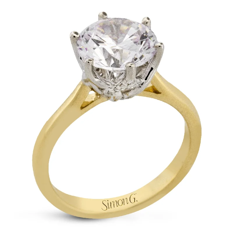 women antique engagement rings -Round-cut Engagement Ring in 18k Gold with Diamonds