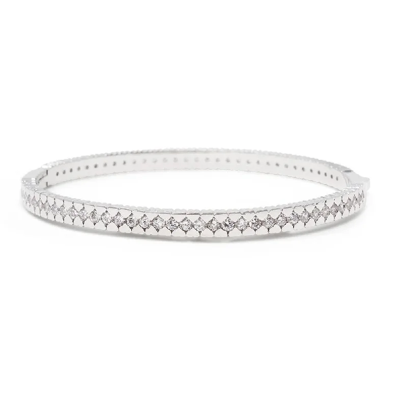 women bangle stack bracelets -Eternity Crystal Bracelet Rhodium Plated