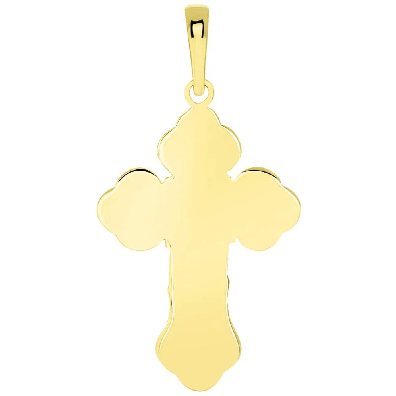 women star-shaped necklaces -Solid 14k Yellow Gold Orthodox Silhouette Cross Pendant