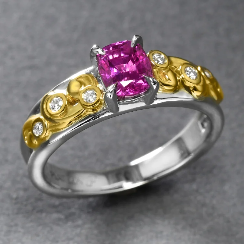 women art deco wedding bands -Baroque Natural Pink Sapphire Ring