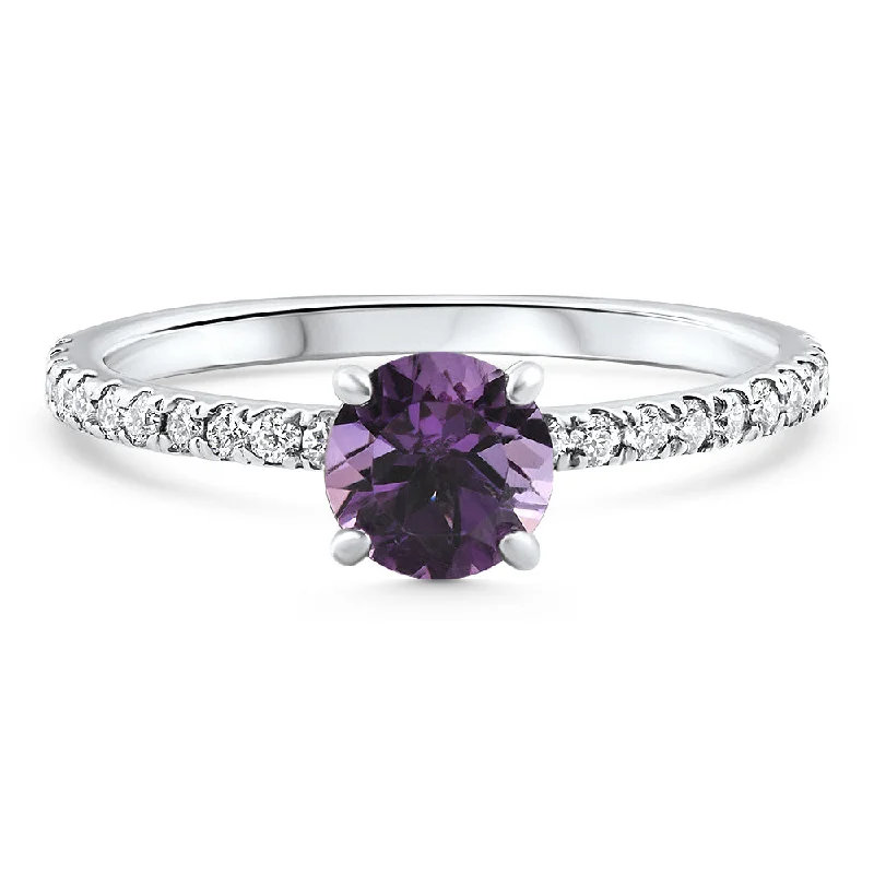 women solitaire engagement rings -1Ct Amethyst & Diamond Anniversary Engagement Fashion Ring 10k Gold Lab Grown