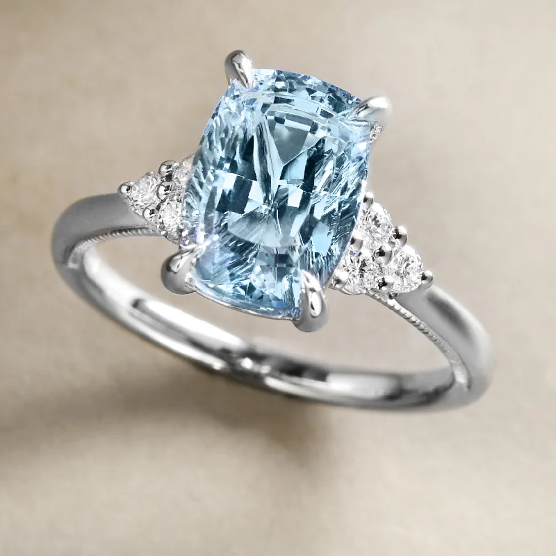 women solitaire rings -Big Aquamarine Ring