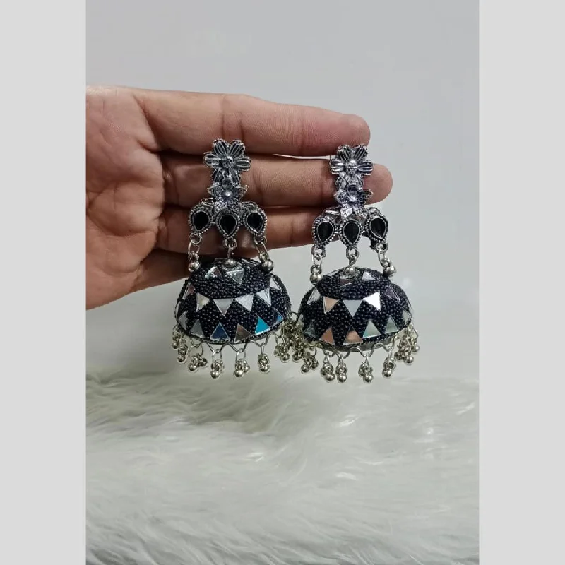 women gemstone drop earrings -Pooja Bangles Oxidised Plated Jhumki Earrings