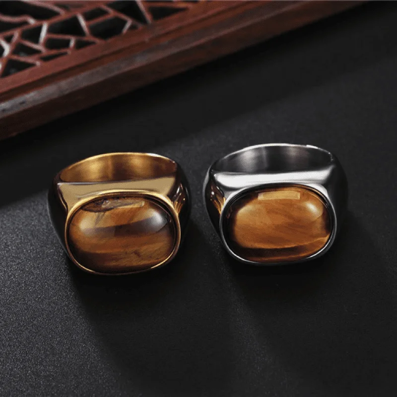 women antique rings -Ferocity Tiger Eye Signet Ring