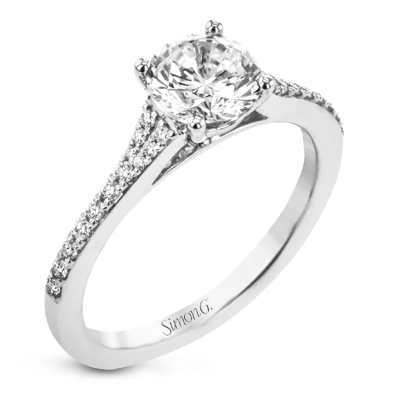 affordable diamond engagement rings -Round-Cut Engagement Ring In 18k Gold With Diamonds