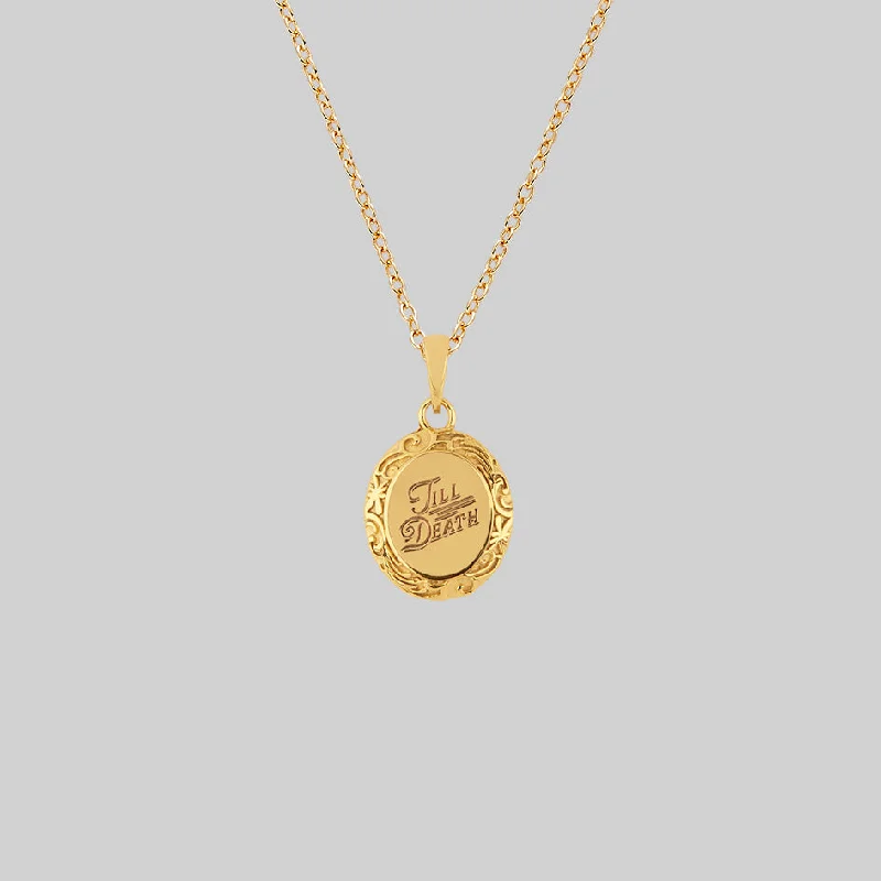 women pearl pendant necklaces -TILL DEATH. Promise Medallion Pendant Necklace - Gold