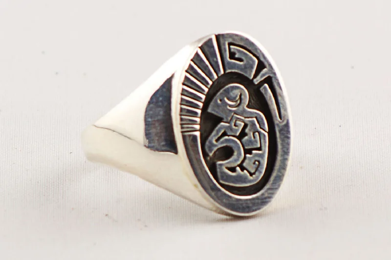 women wedding rings -Navajo Sterling Silver Buffalo Design Ring by Calvin Peterson