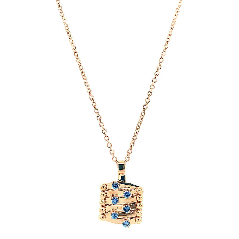 women friendship necklaces -Yogo Sapphire & Rose Gold Expandable Pendant - "Brevetto"