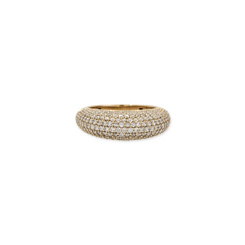 women gemstone rings -PAVE DIAMOND TALL DOME RING