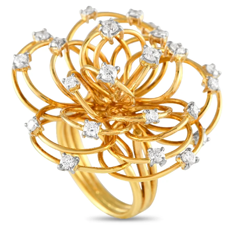 heart-shaped engagement rings -Casato 18K Yellow Gold 1.03ct Diamond Flower Ring 200481