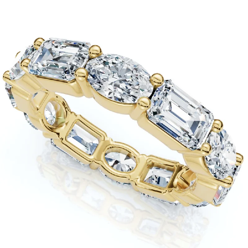 oval engagement rings -6 1/2Ct Oval & Emerald Diamond Eternity Ring 14k Gold or Platinum Lab Grown