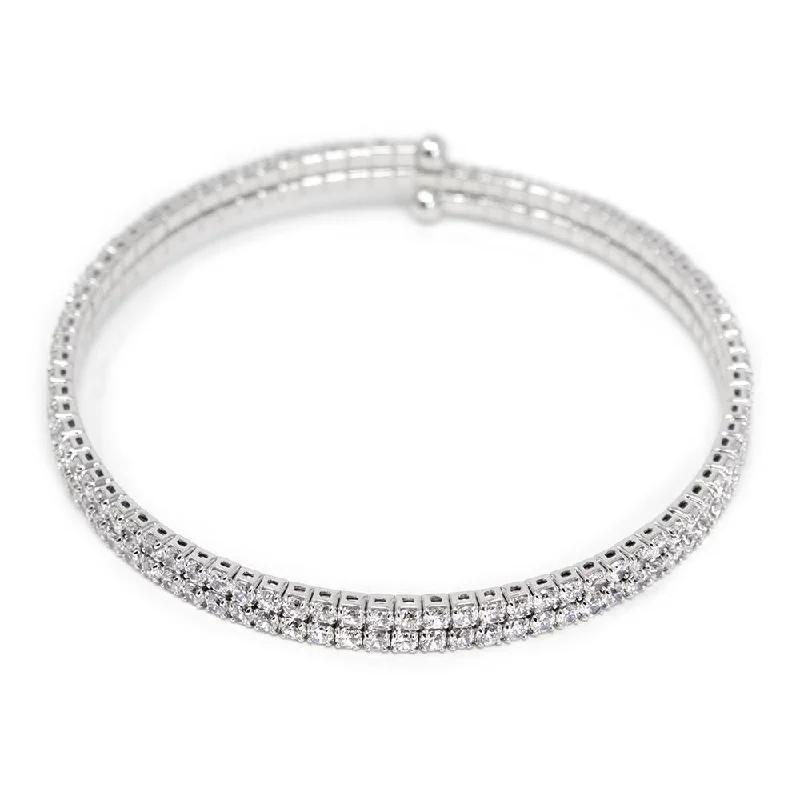 women gold link bracelets -Crystal Curly Bracelet Rhodium Plated