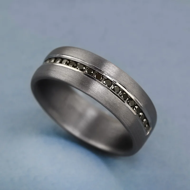 women eternity rings -Gent's Black Diamond Band