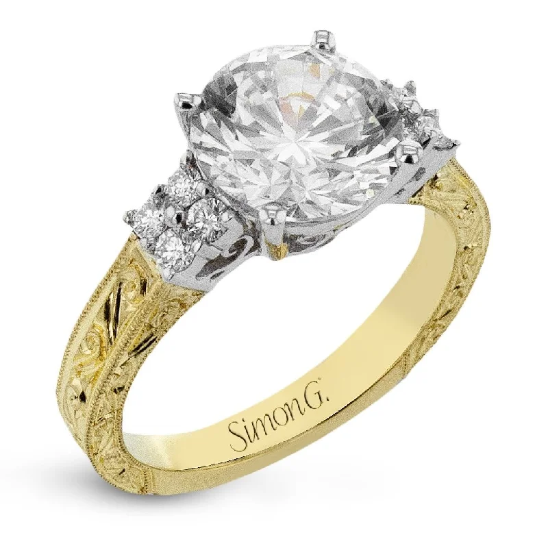 custom engagement rings -Round-cut Engagement Ring in 18k Gold with Diamonds